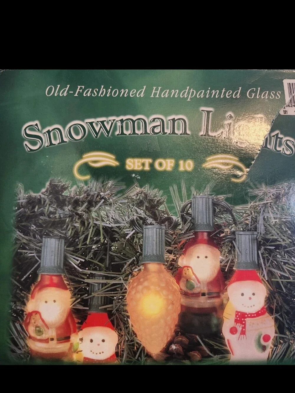 Vintage Old Fashioned Hand Painted Glass Snowman Christmas String Lights